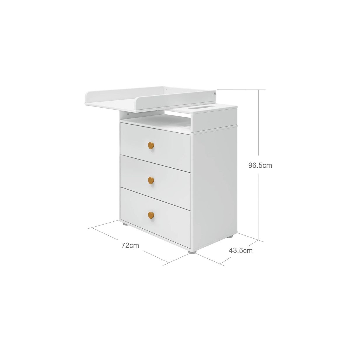 FLEXA Puslebord, 3 skuffer 96.5 cm x 72.0 cm White/Mustard