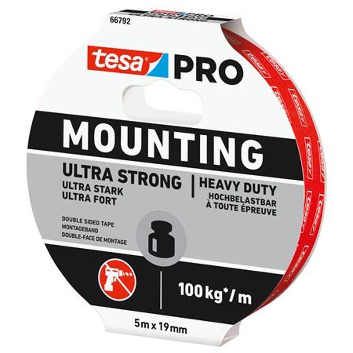 Monteringstape Pro 66792 100Kg 5Mx19Mm