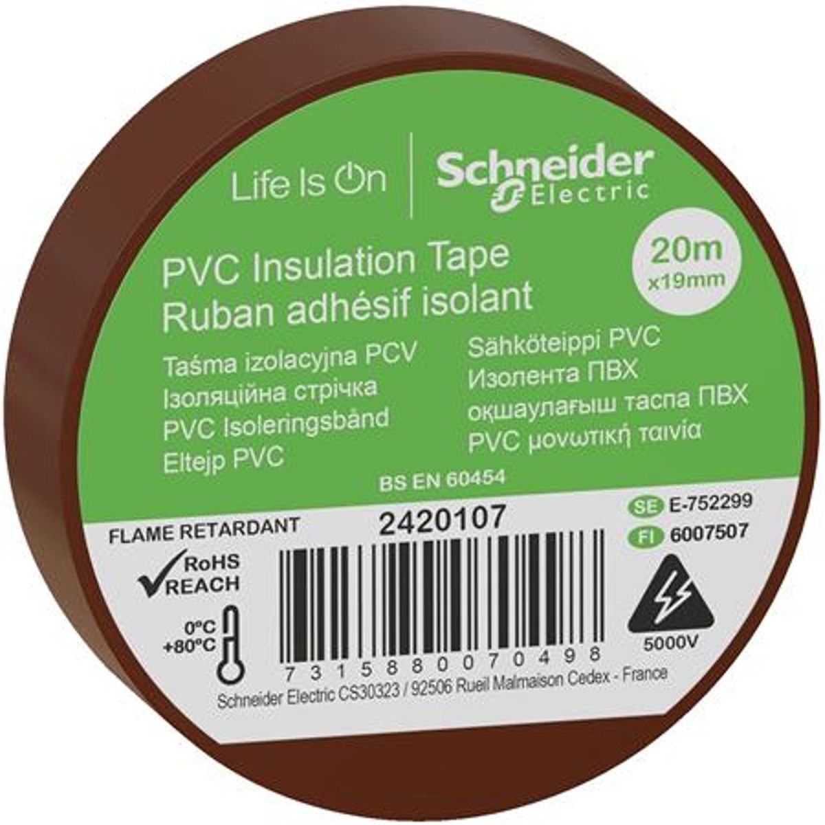 Blist Pvc Ins Tape 19Mm X 20M Brown