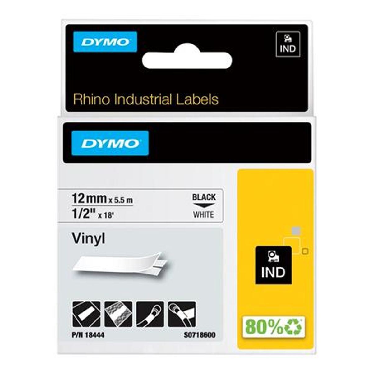 Rhino Vinyltape 12Mm Hvid