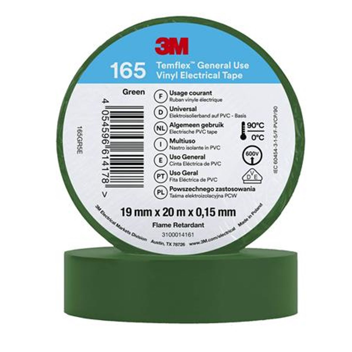 Tape Vinyl 165 19Mmx20M Grøn