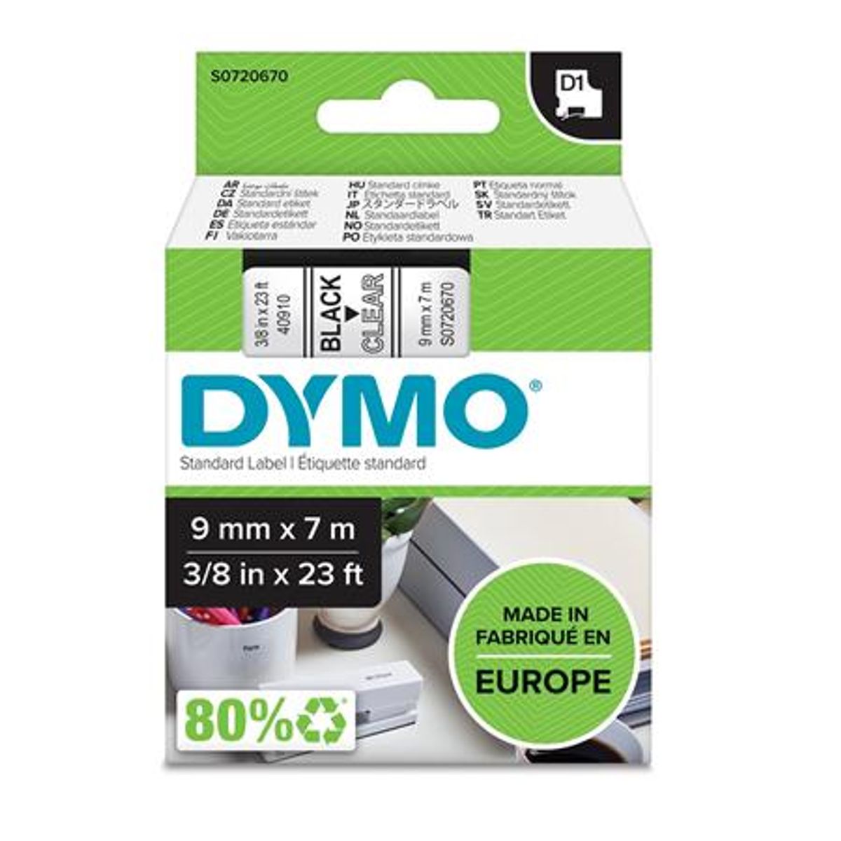 Dymotape D1 9Mmx7M Sort/Klar