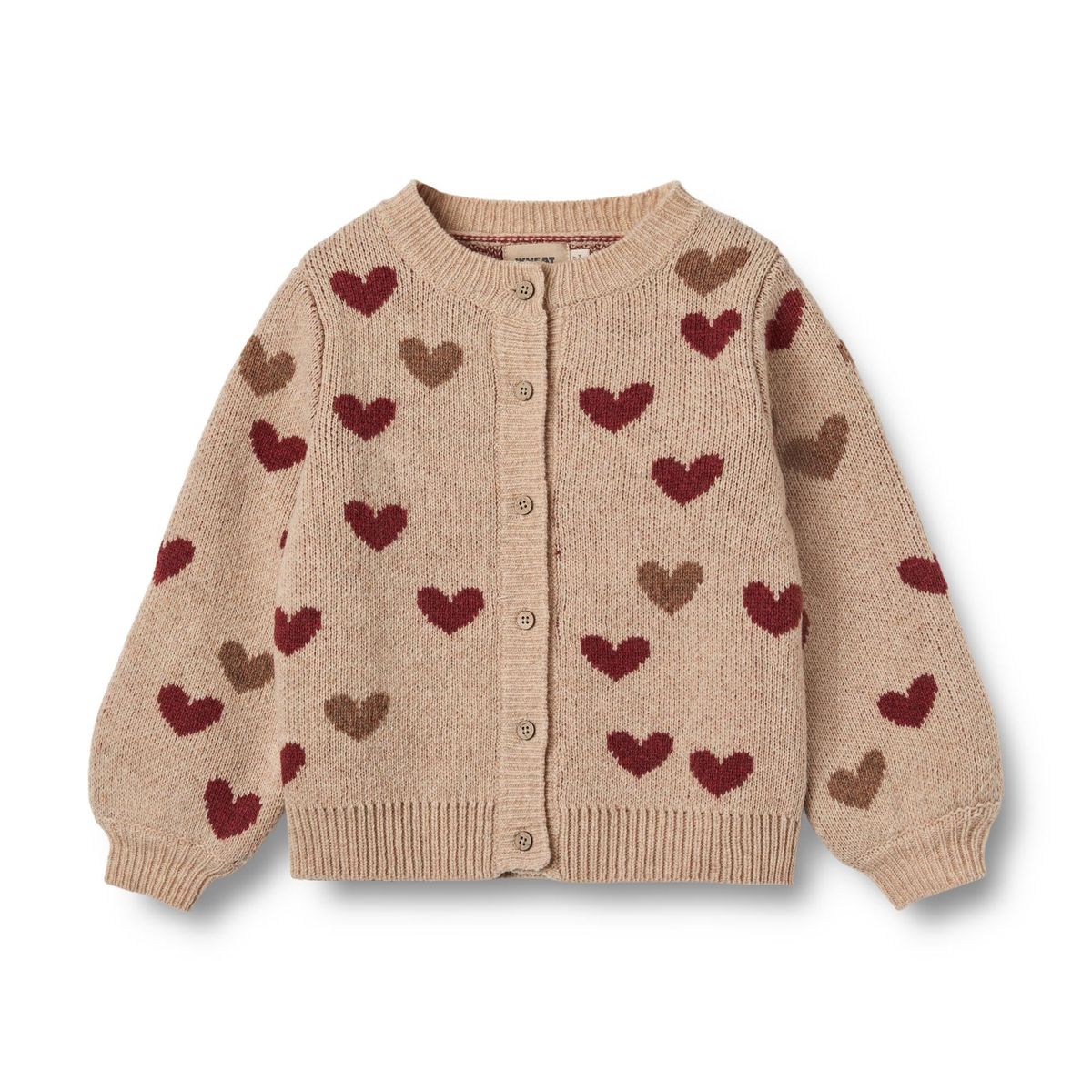 UDSALG - Wheat Cardigan Jacquard Hearts - Wheat - Cardigans - GladeRollinger.dk