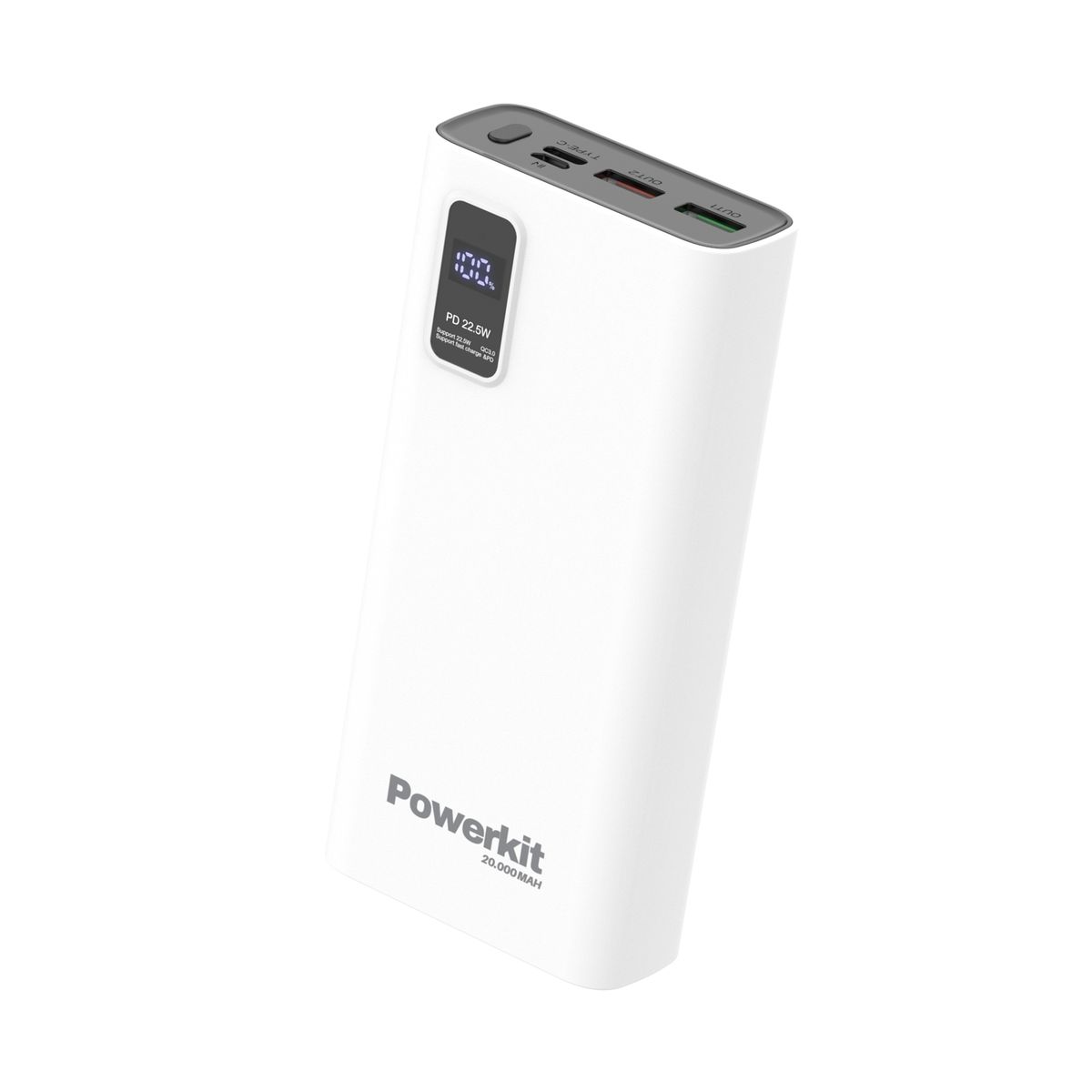 Powerbank 20.000 mAh - hurtigopladning - indbygget display