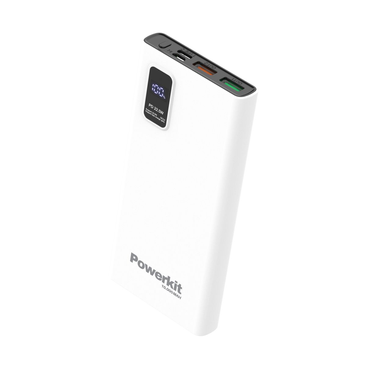 Powerbank 10.000 mAh - hurtigopladning - indbygget display