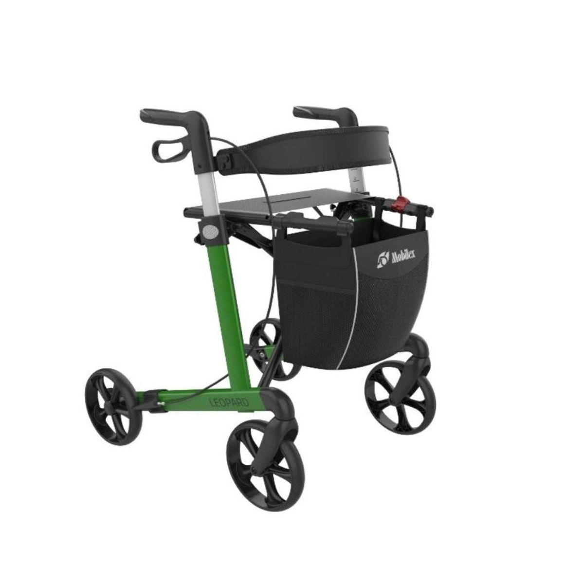 Leopard letvægtsrollator | Mobilex - 6,9 kg, inkl. taske, ryglæn og stokkeholder - Medium (standard)