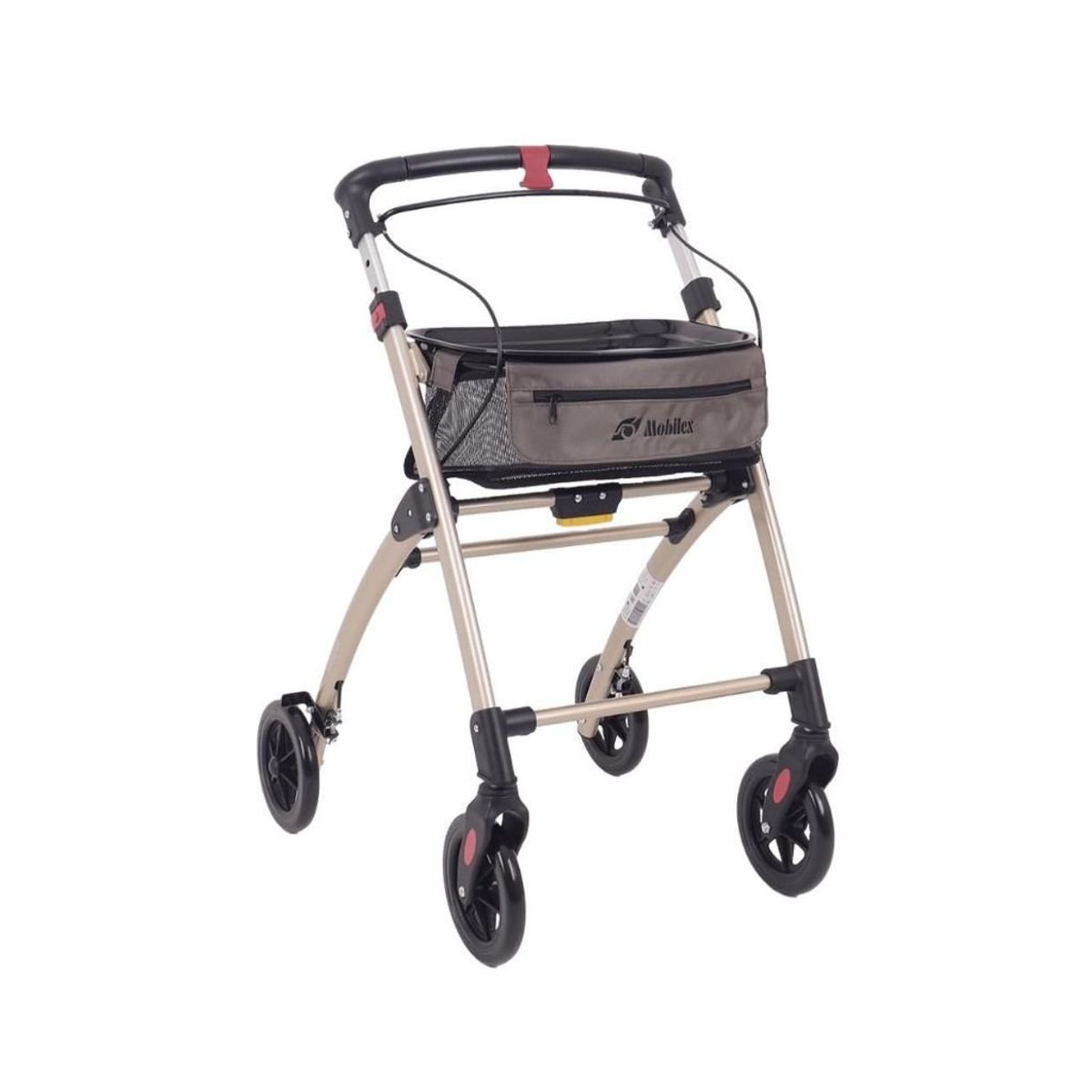 Jaguar indendørs letvægtsrollator - CHAMPAGNE | Mobilex - 6,3 kg, inkl. taske og bakke