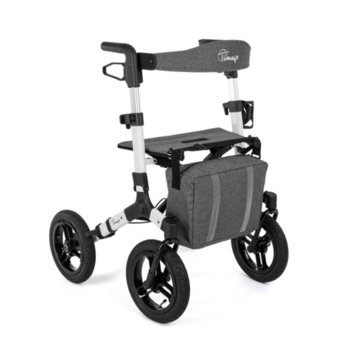 RANGER AIR WHITE rollator med lufthjul | TIMAGO - 10,8 kg, store lufthjul, KOMPLET udstyrspakke