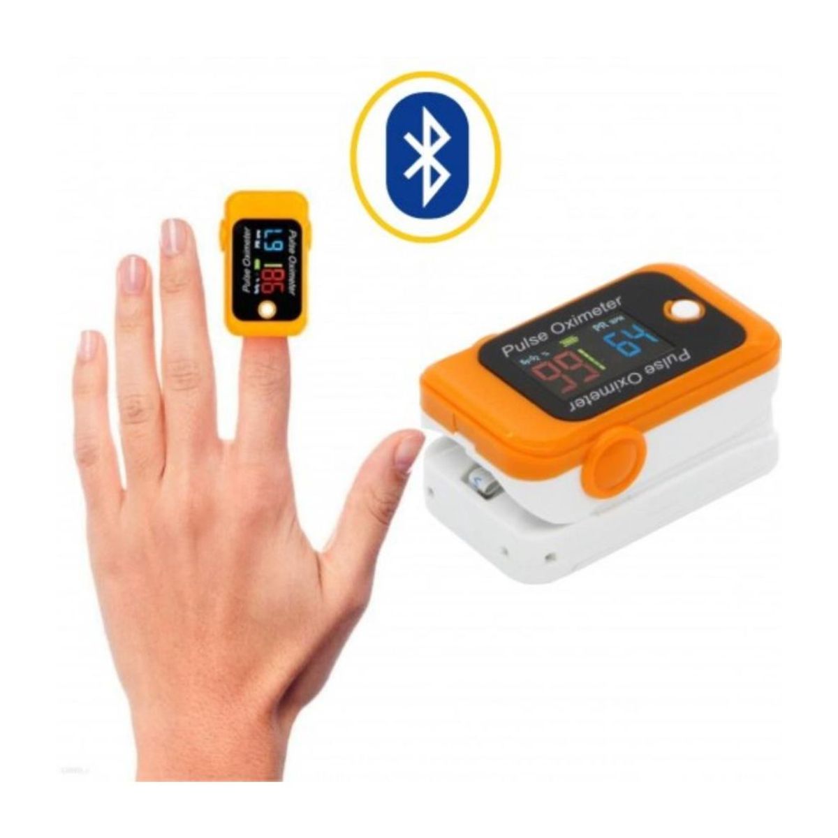 FINGER Pulsoximeter - puls- og iltmåling - Medicinsk udstyr, bluetooth, præcis måling, nem at anvende