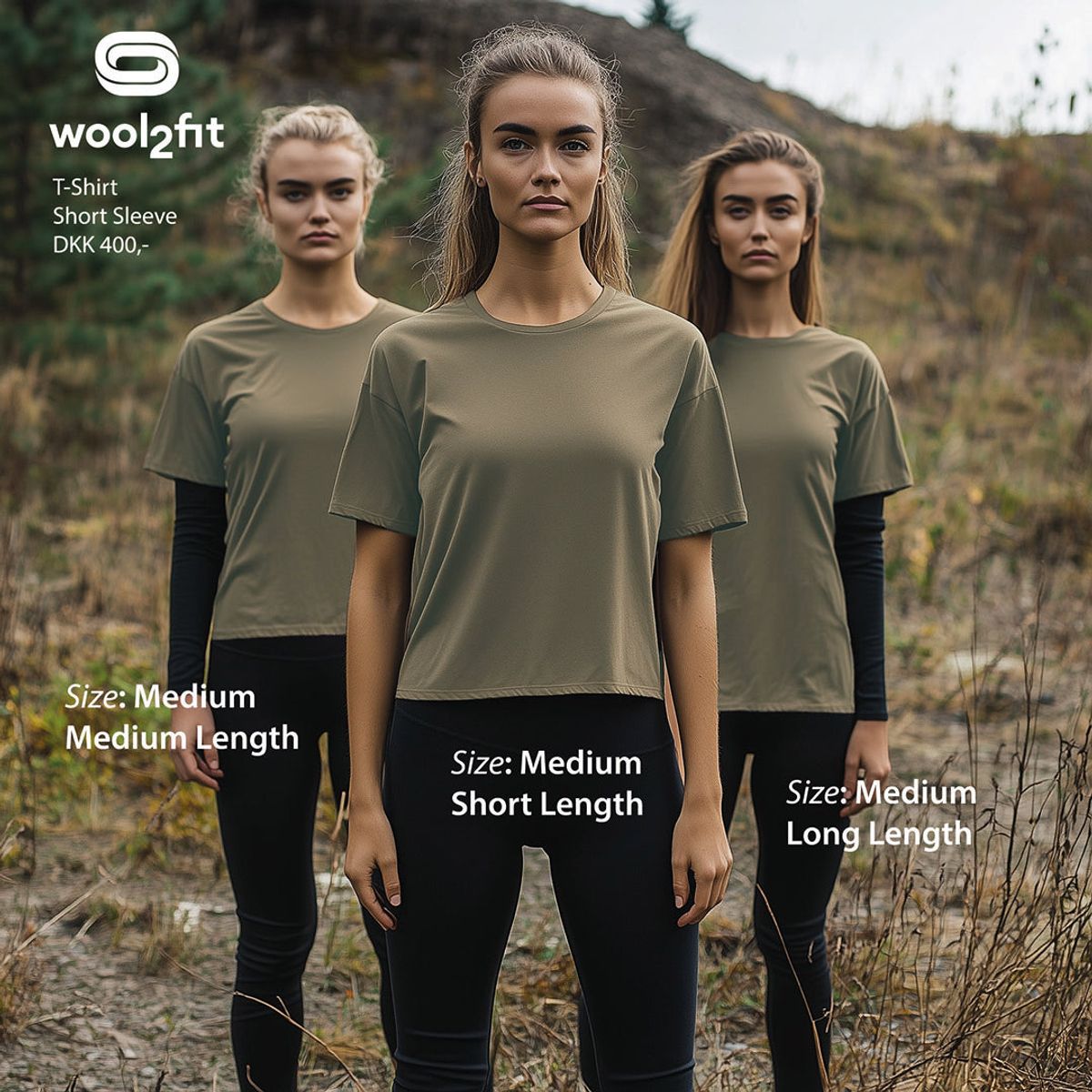 Kortærmet Uld T-shirt khaki - M / Long