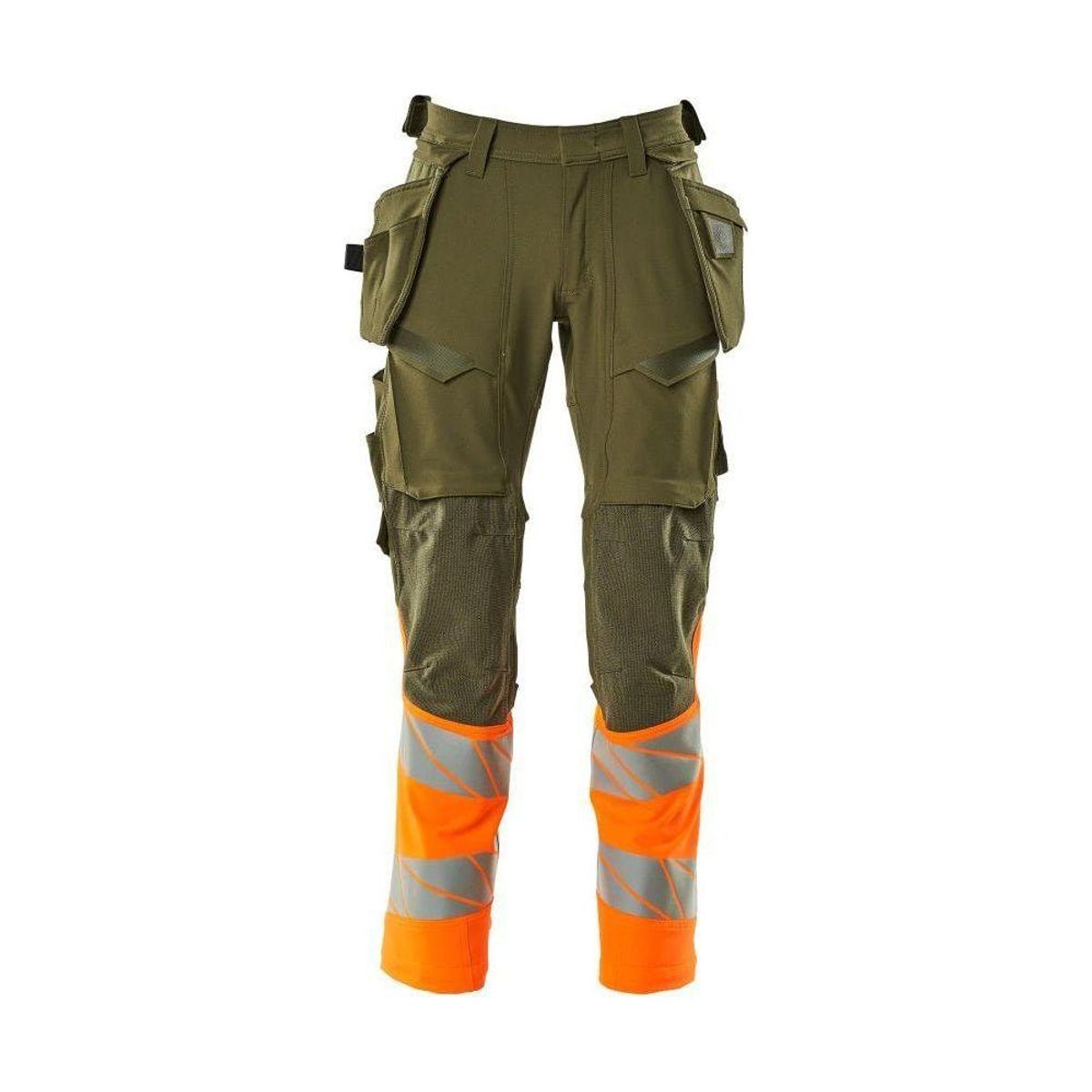 Mascot®Accelerate Safe håndværkerbukser hængelommer Full Stretch 19131-711-3314 mosgrøn/orange Hi-Vis