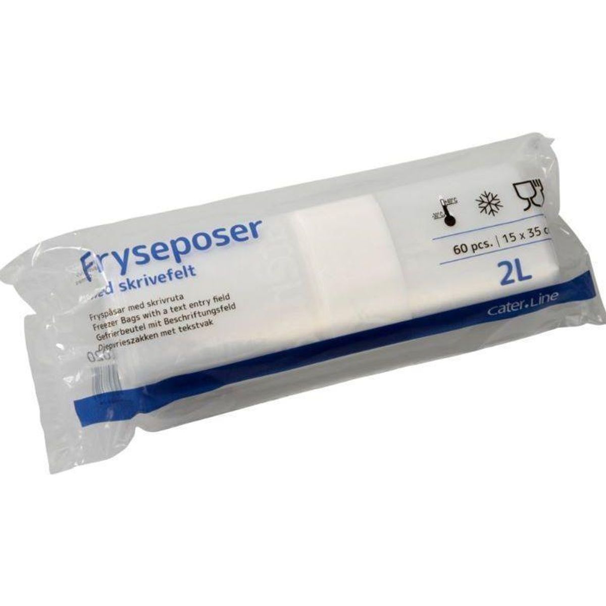 Fryseposer 15 x 35 cm LD 2 liter 60 poser pr. rulle med skrivefelt