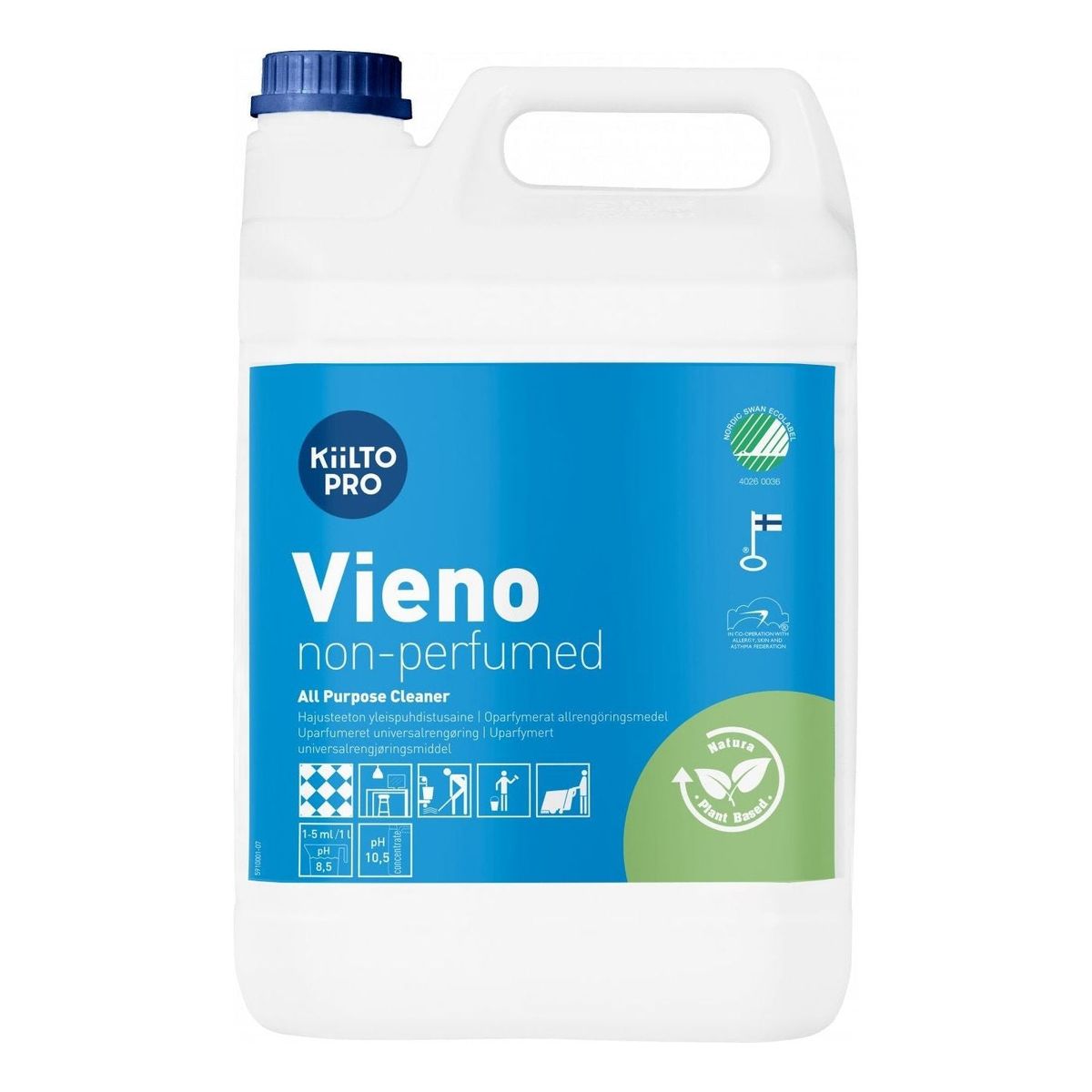 Kiilto Pro Vieno universalrengøringsmiddel Uparfumeret 1 Liter / 5 Liter