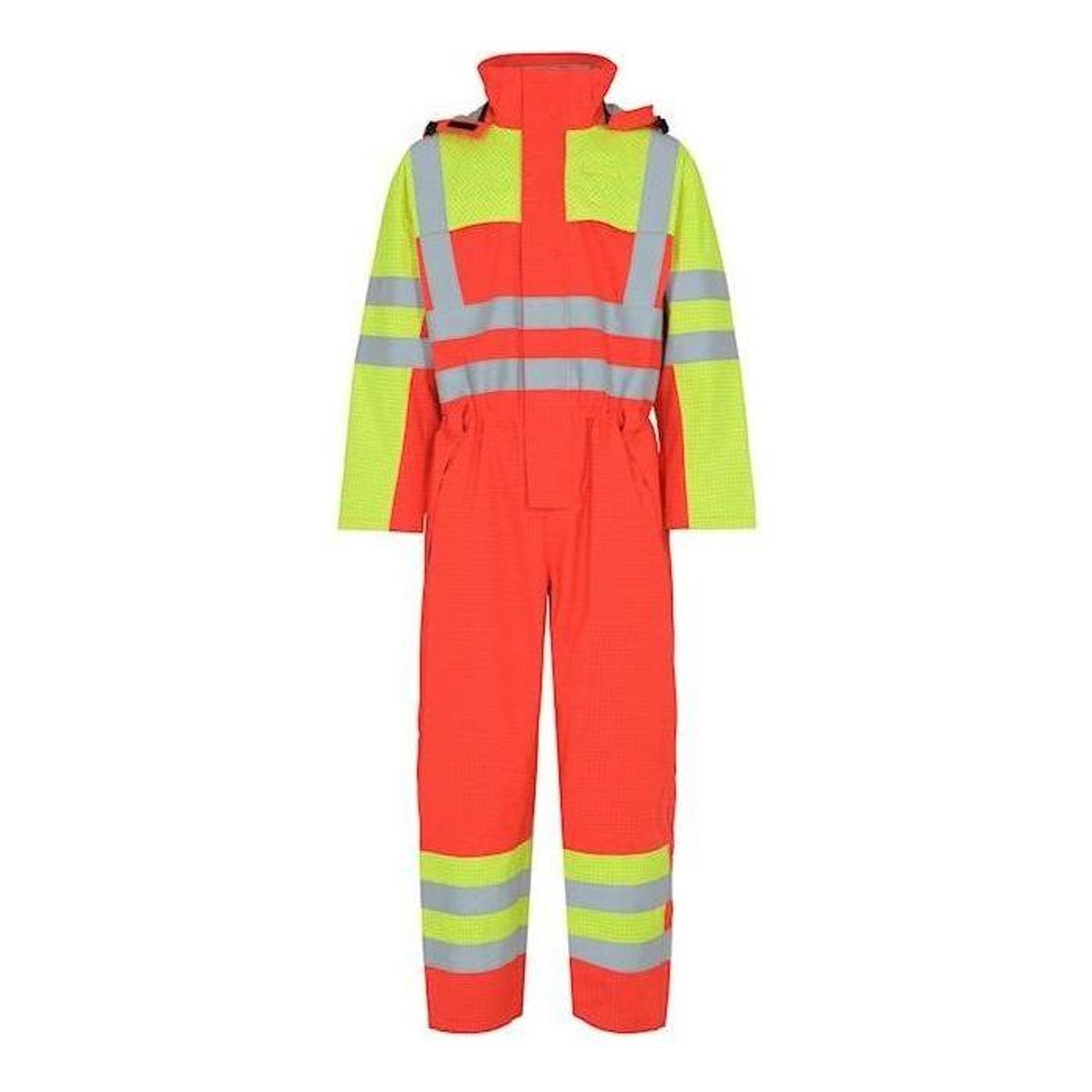 Lyngsøe brandhæmmende Hi-vis regnkedeldragt slidstærk FR-LR11657 Saturn Yellow/Red