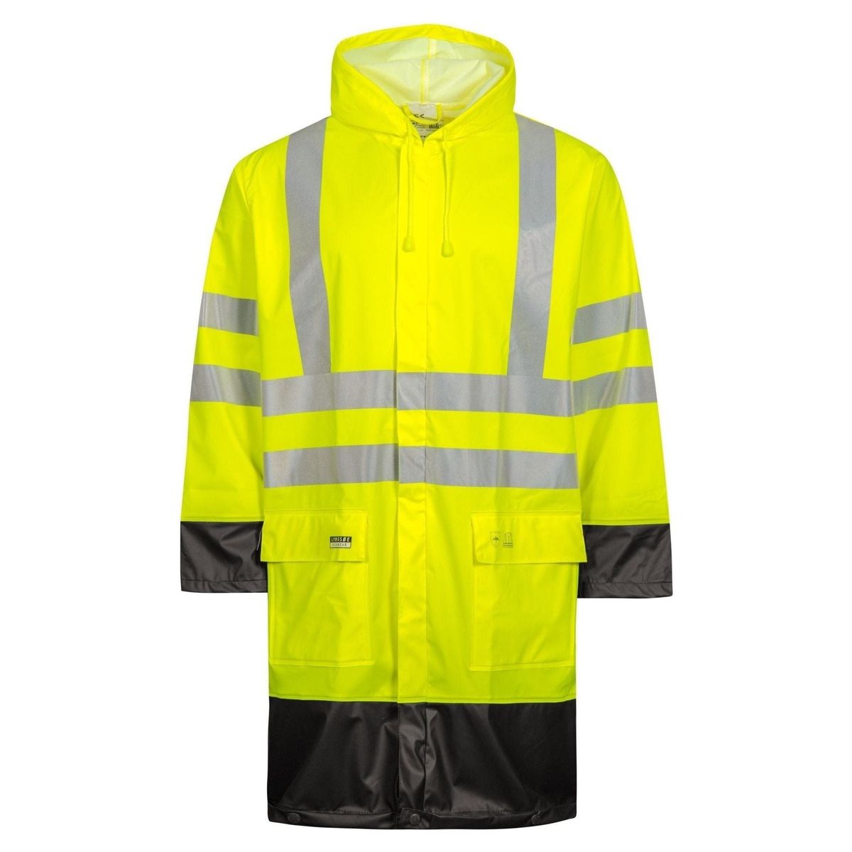 Lyngsøe Hi-vis regnjakke i PU kvalitet, 100 cm lang LR8030