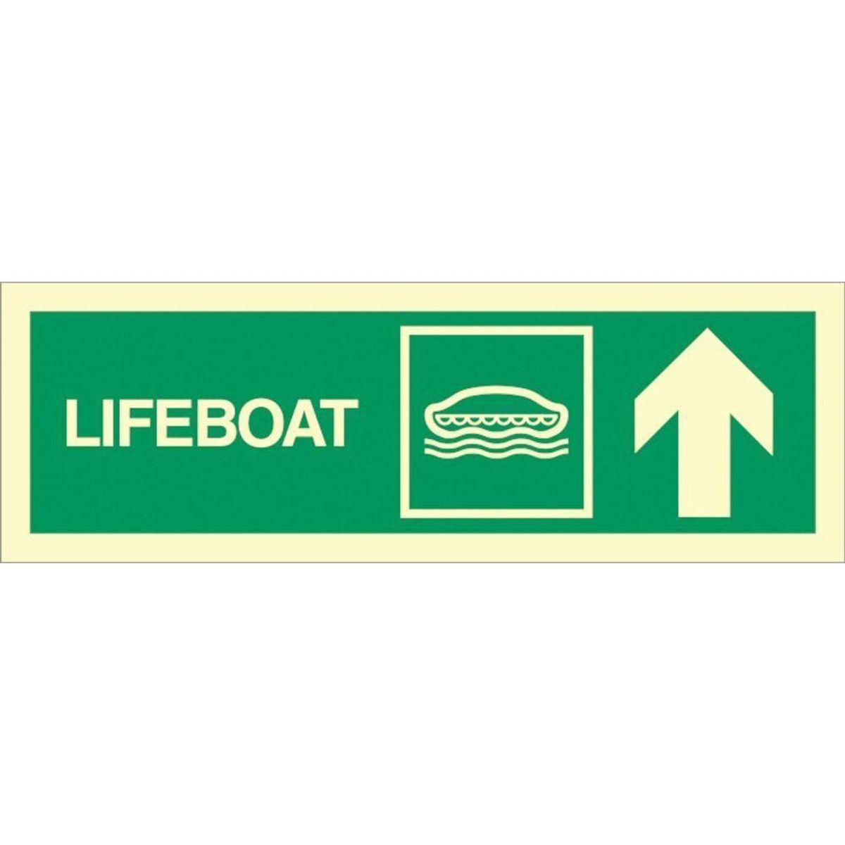 Sign IMO Lifeboat arrow down up right