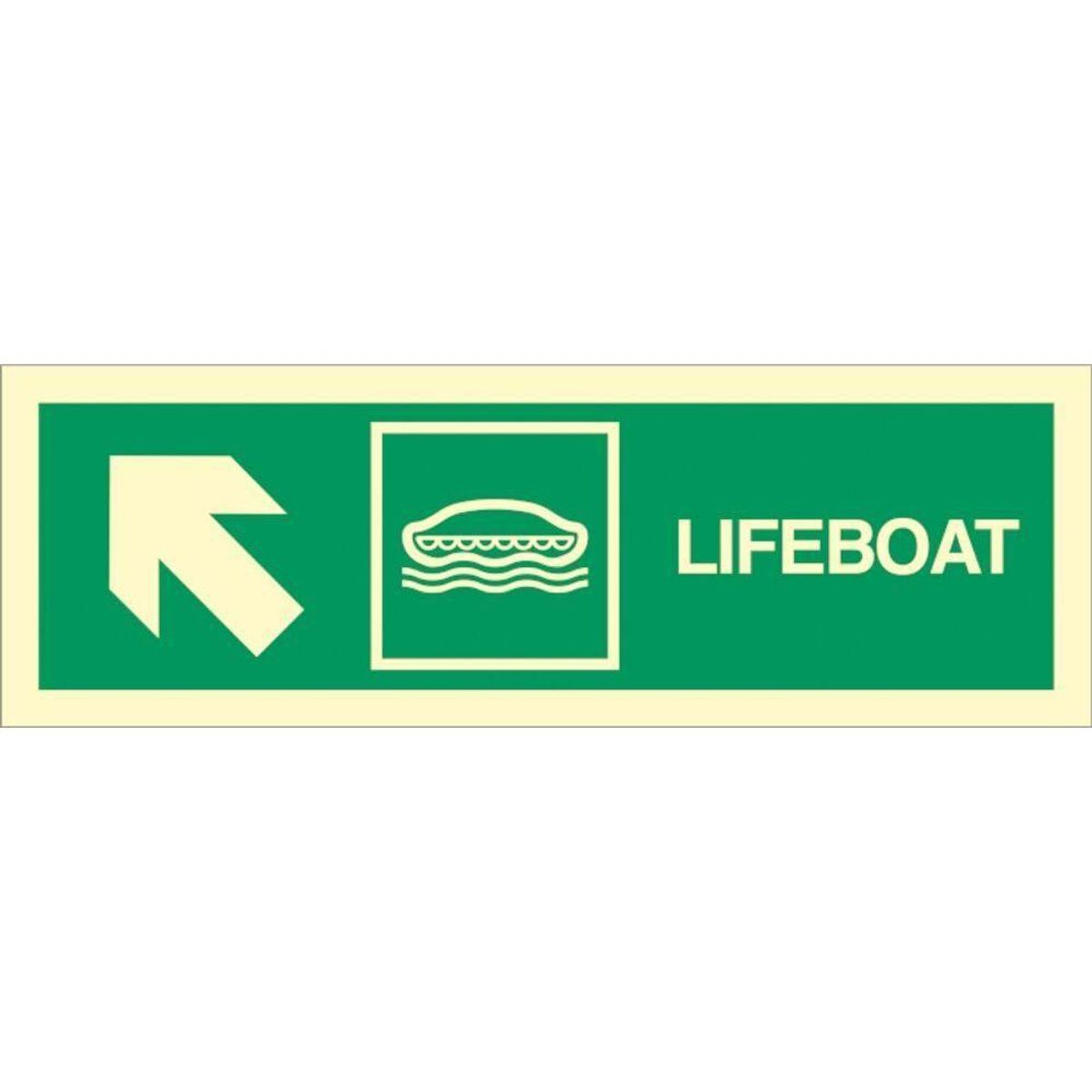 Sign IMO Lifeboat arrow up left