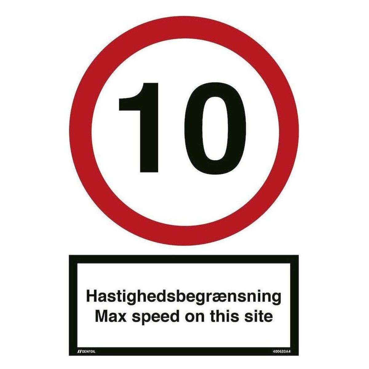 Skilt Hastighedsbegrænsning - Max speed on this site 400633