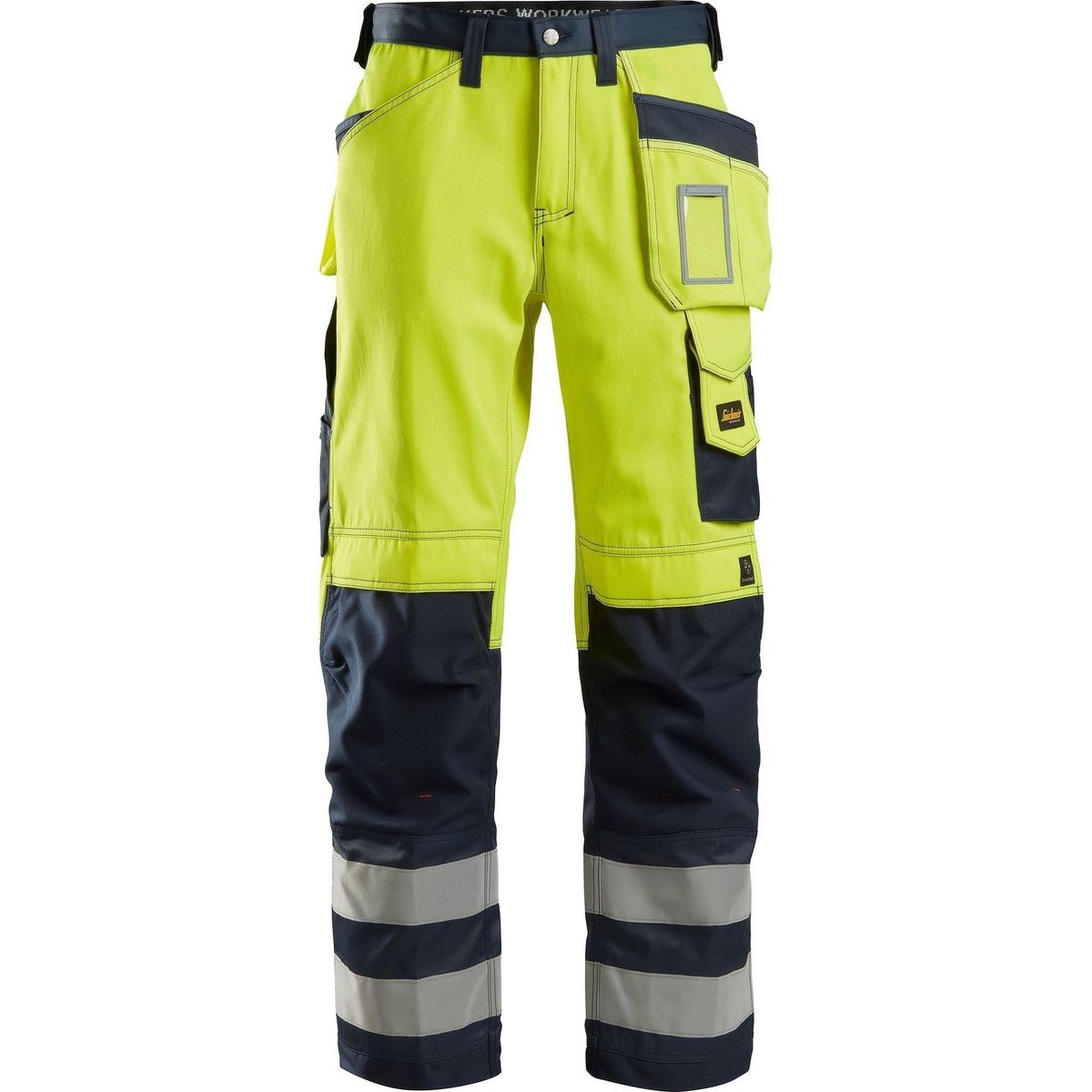 Snickers Taljebuks Hi-Vis med hylsterlommer, klasse 2 gul/navy 3233