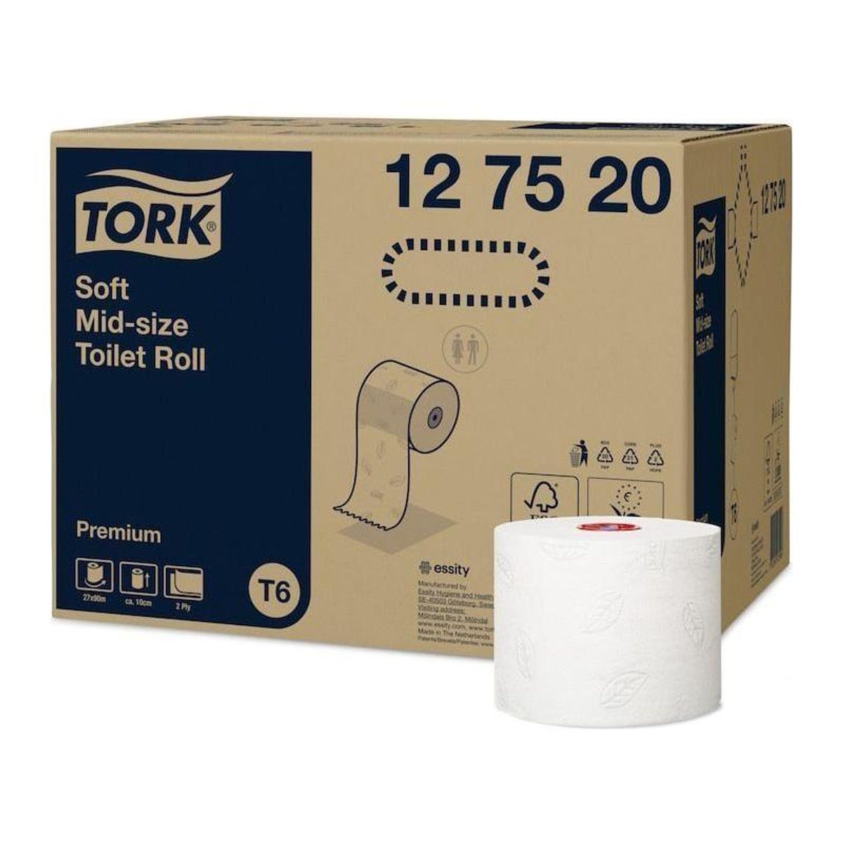 Tork 127520 Premium soft midi toiletpapir 2 lag 27 ruller T6