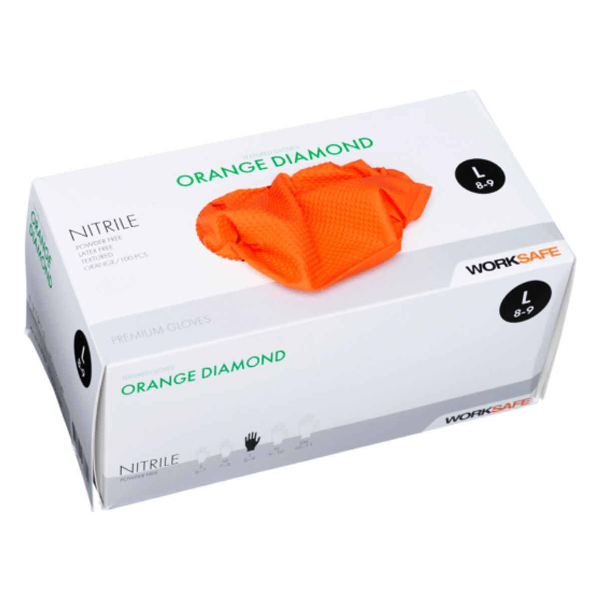 Worksafe Orange Diamond Glove Nitrile 100 stk.