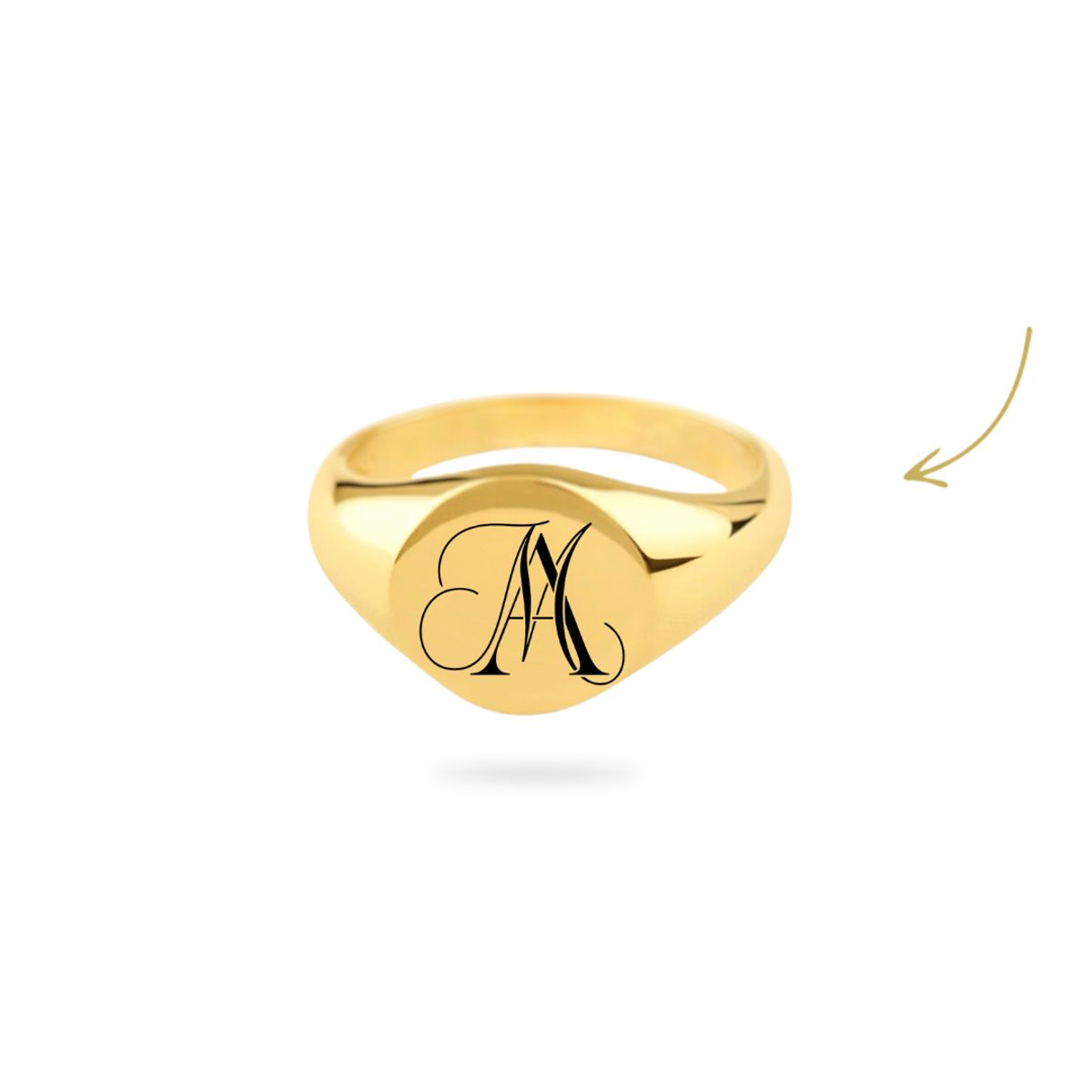 Monogram Round Signet Ring 18K Forgyldt - 56