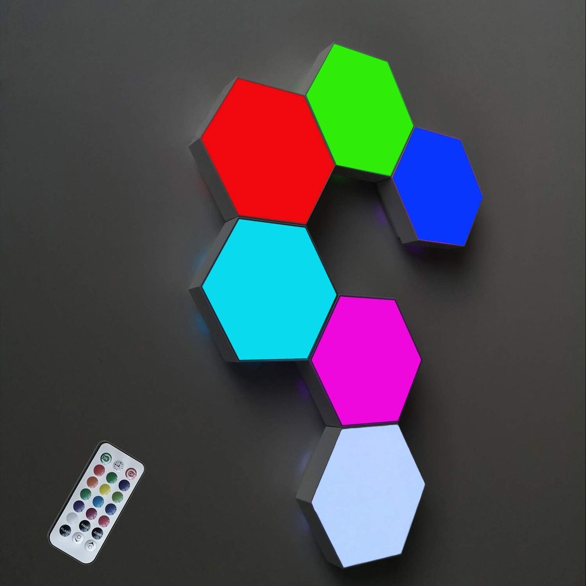 Appstyret Hexagon LED (6 Moduler) incl fjernbetjening - iHero