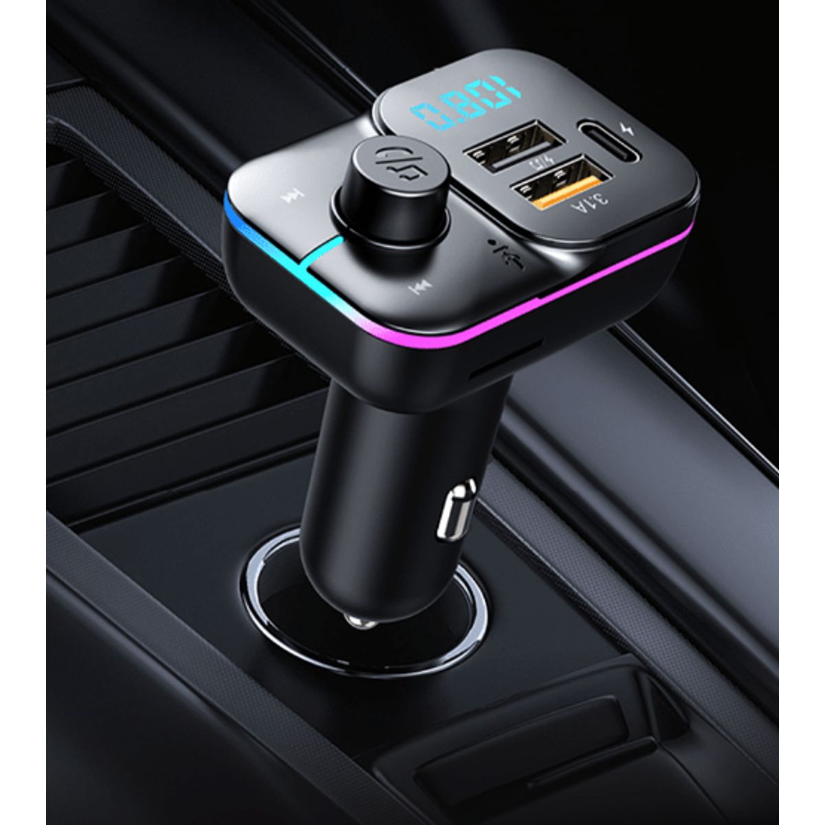 Bluetooth 5.0 FM Transmitter til Bil (RGB) - iHero