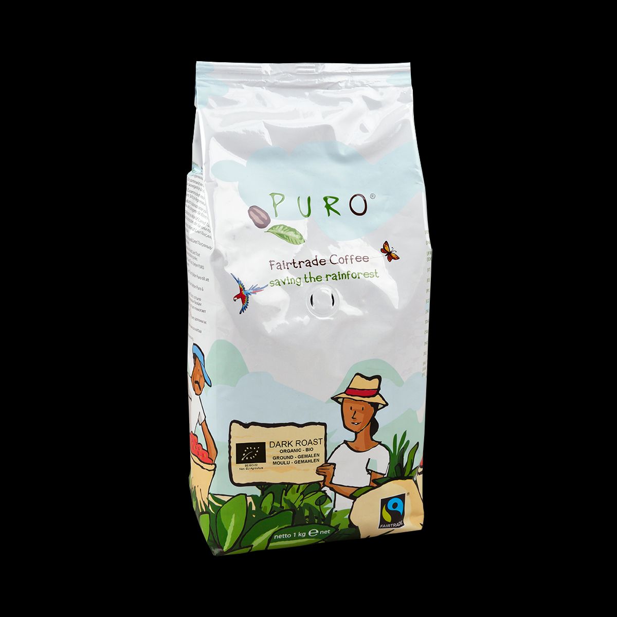 Puro Organic Dark Roast Filterkaffe - 1 kg.