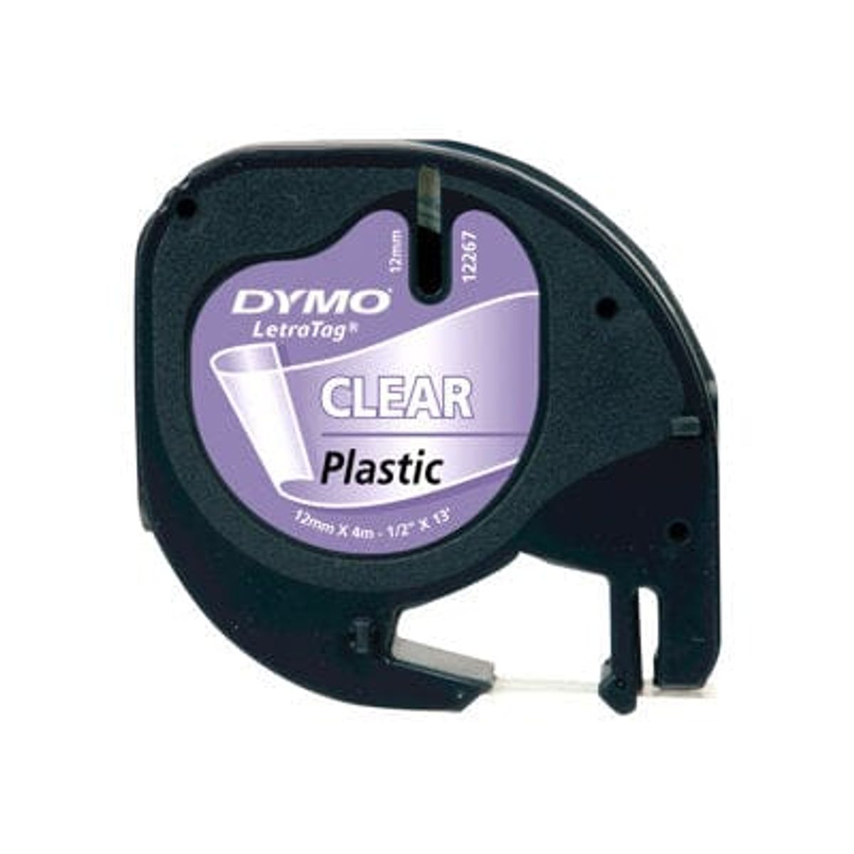 Dymo 12267 sort på klar plastiktape 12 mm S0721530 - Kompatibel