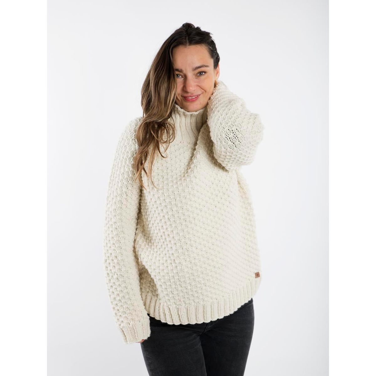 Butterfly Sweater High Neck - Fuza Wool - White