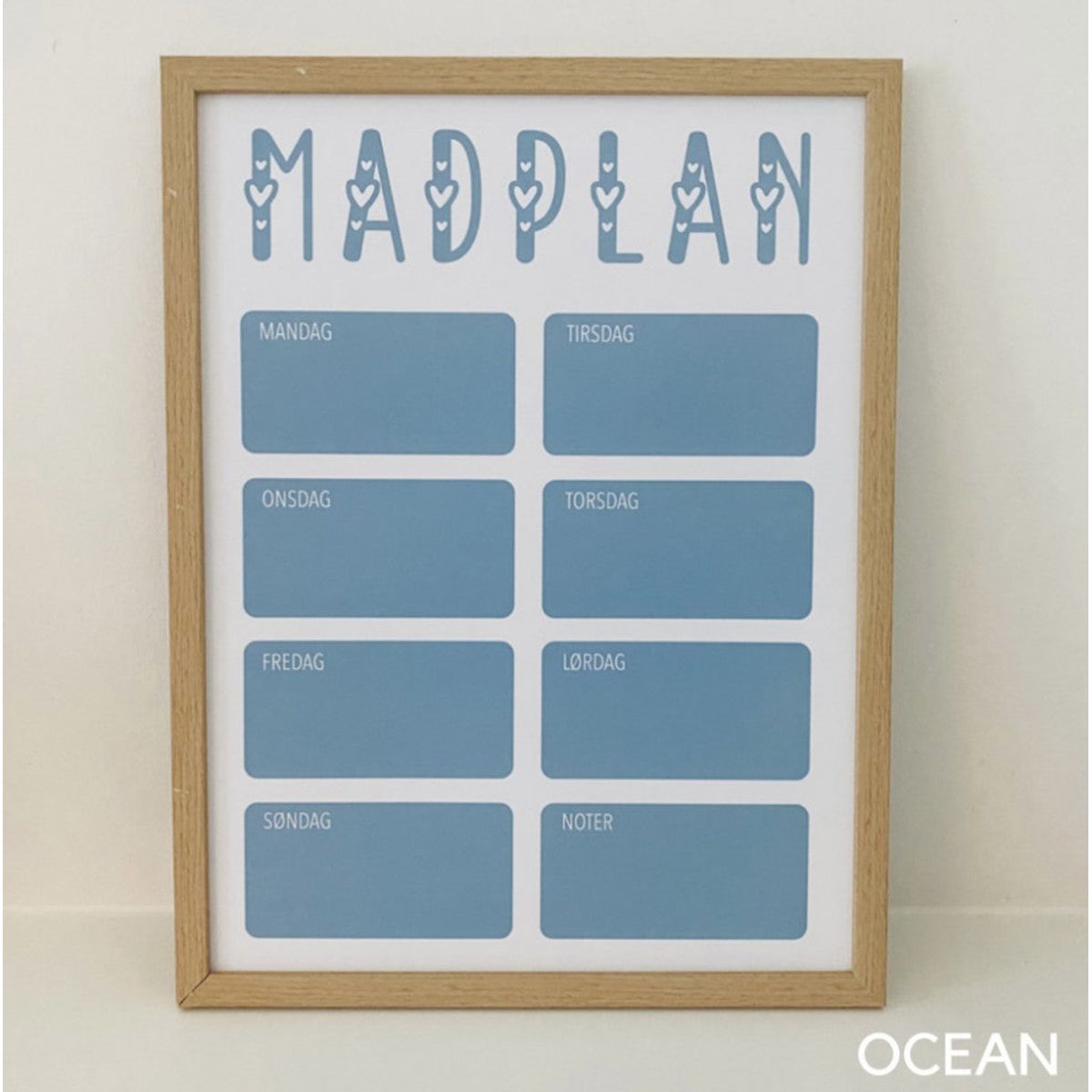 Madplan med ugedage - Nej tak / Ocean