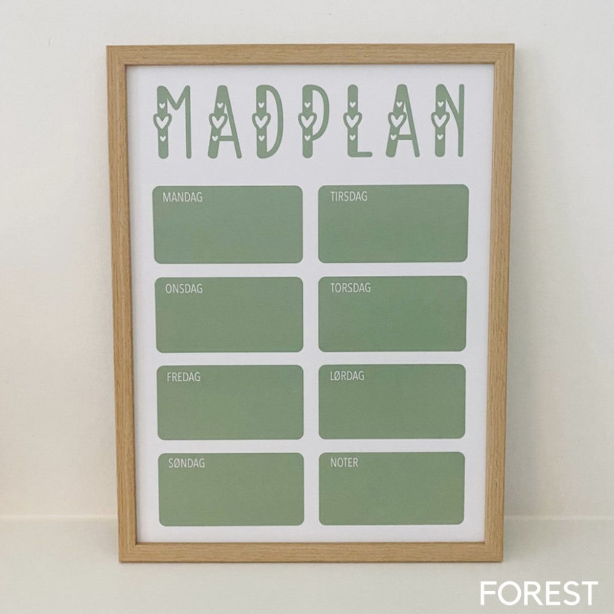 Madplan med ugedage - Nej tak / Forest