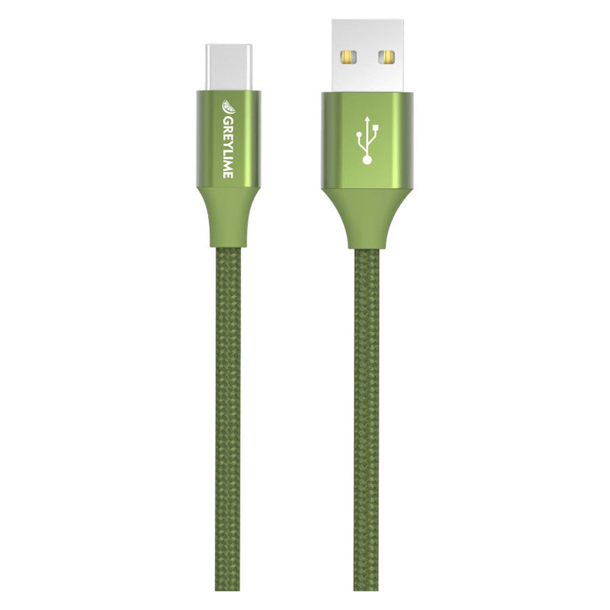 GreyLime Flettet USB-A til USB-C Kabel Grøn 1 m