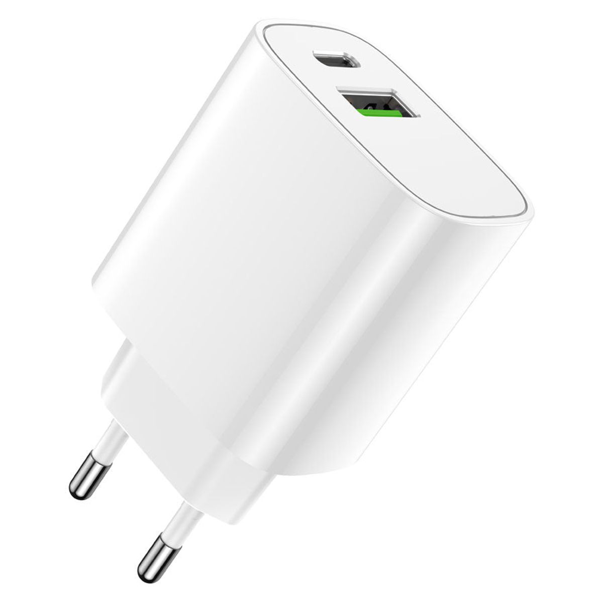 Forever 20W USB-C PD & QC Vægoplader, Hvid