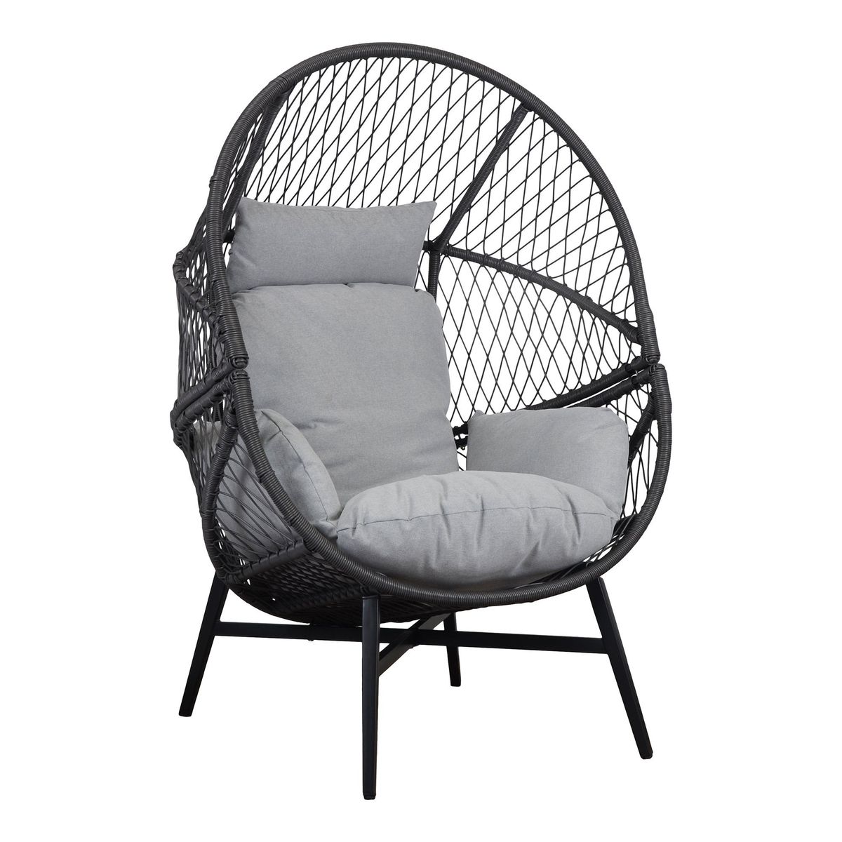 Rosario Loungestol - Loungestol, Polyrattan, Sort, Inkl. Hynder