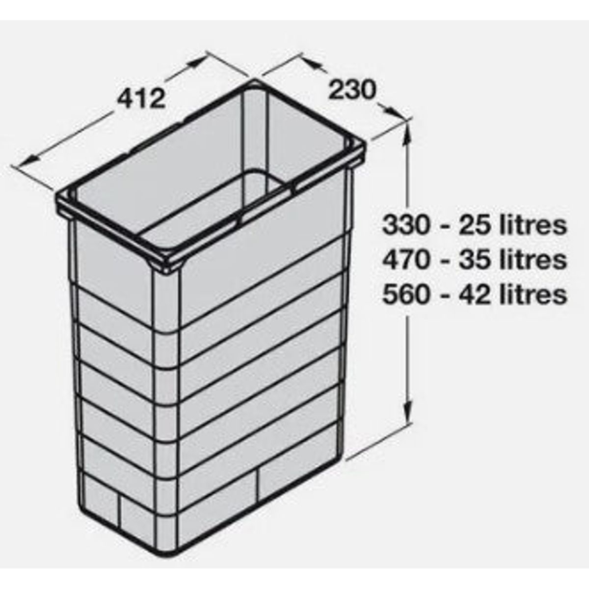 Ninka system, løse spande og tilbehør - 42 Liter H560x412x230