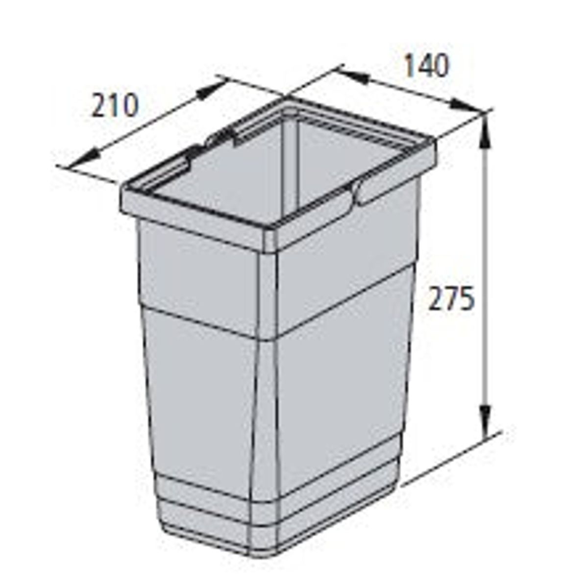 Ninka system, løse spande og tilbehør - 6 liter H275x210x140