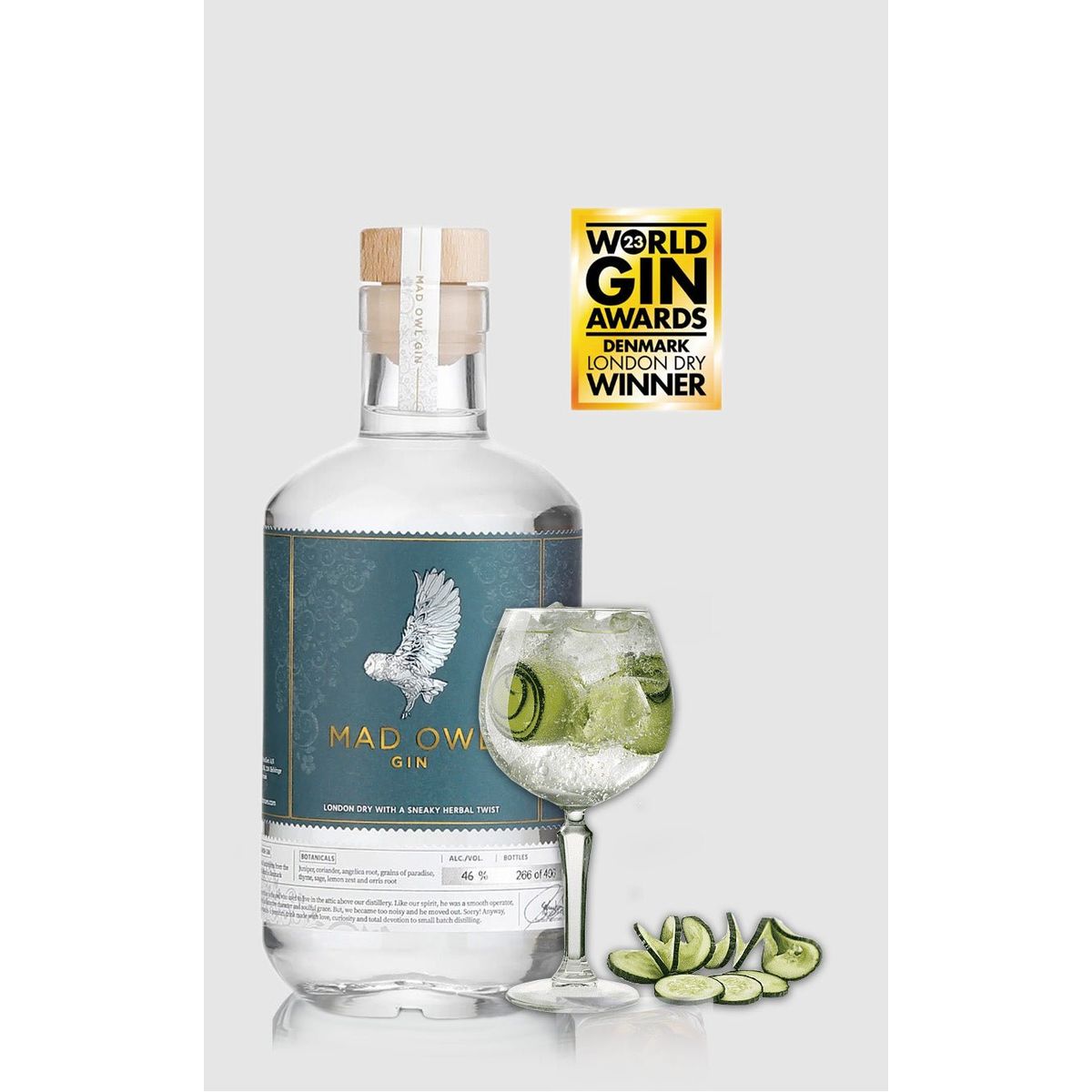 Mad Owl Gin London Dry, 46% alkohol