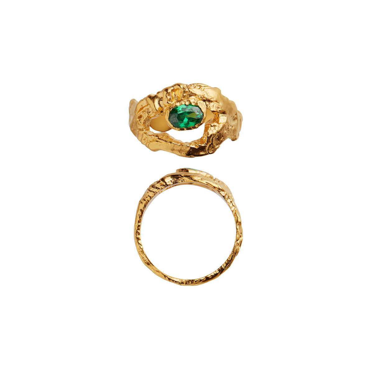 My Love Rock with Green Stone Ring - Guld / 54