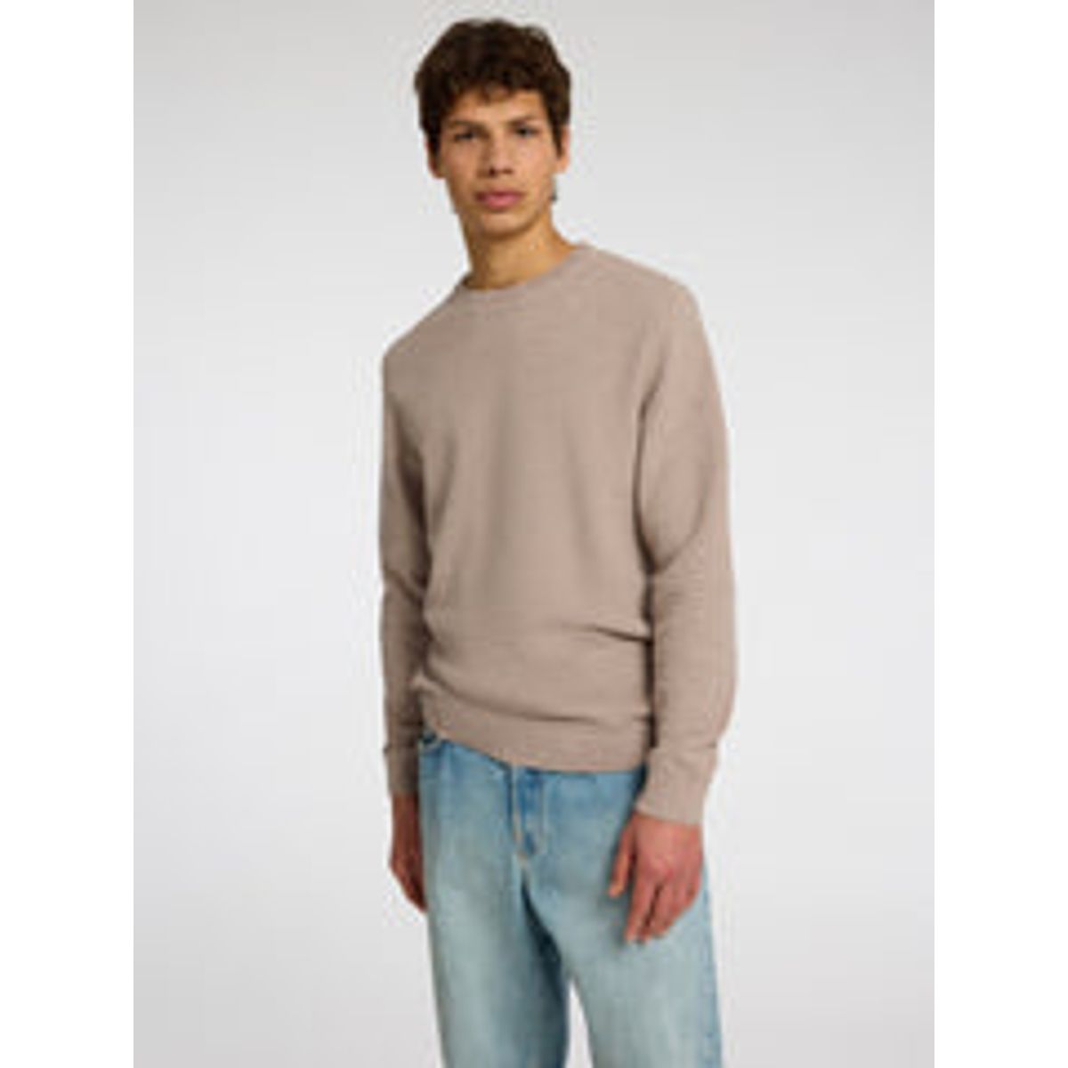 SLHROSS LS KNIT STRUCTURE CREW NECK