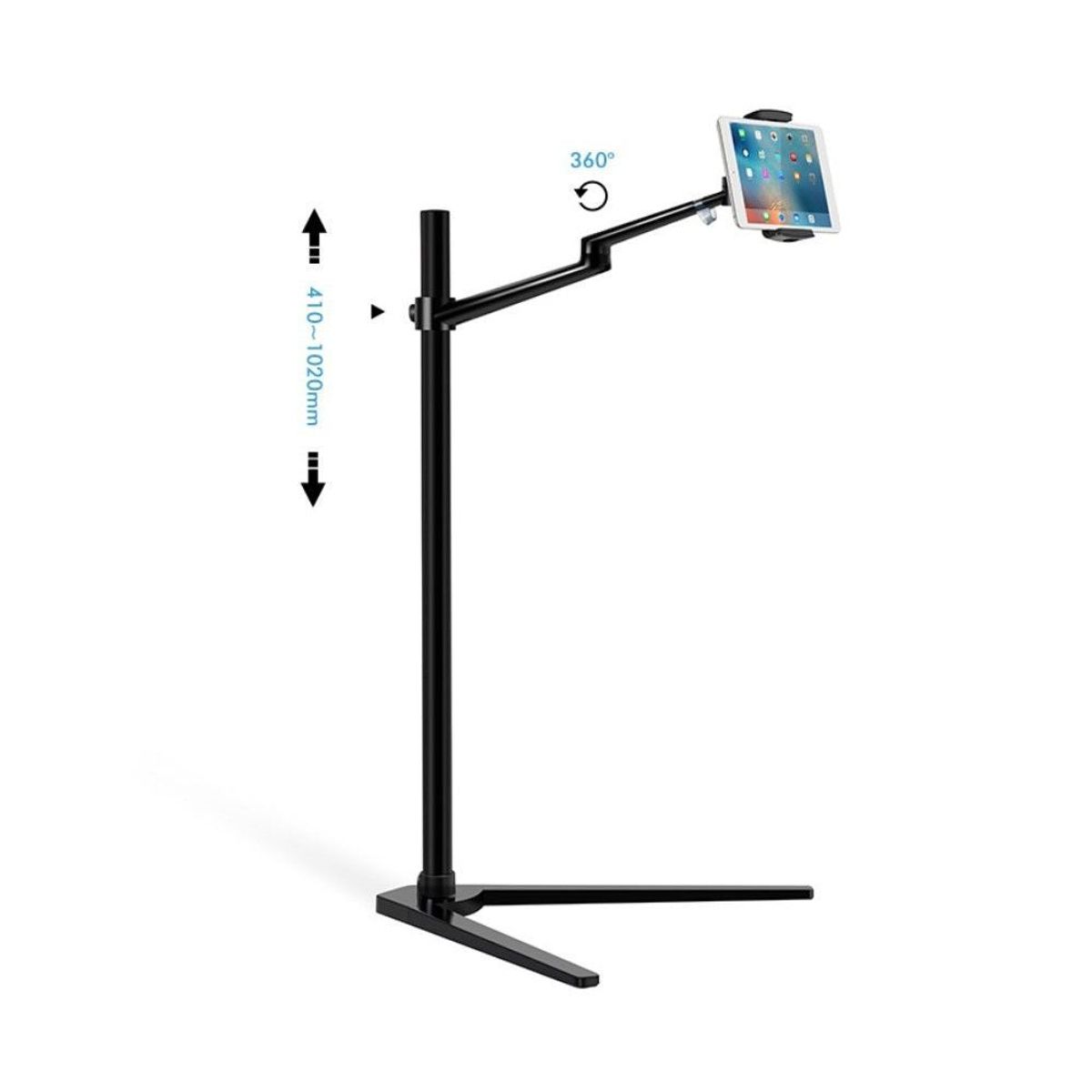 WERGON - Pluto - iPhone / tablet 4-13" - Justerbar Design Alu holder H:41-107cm - Sort