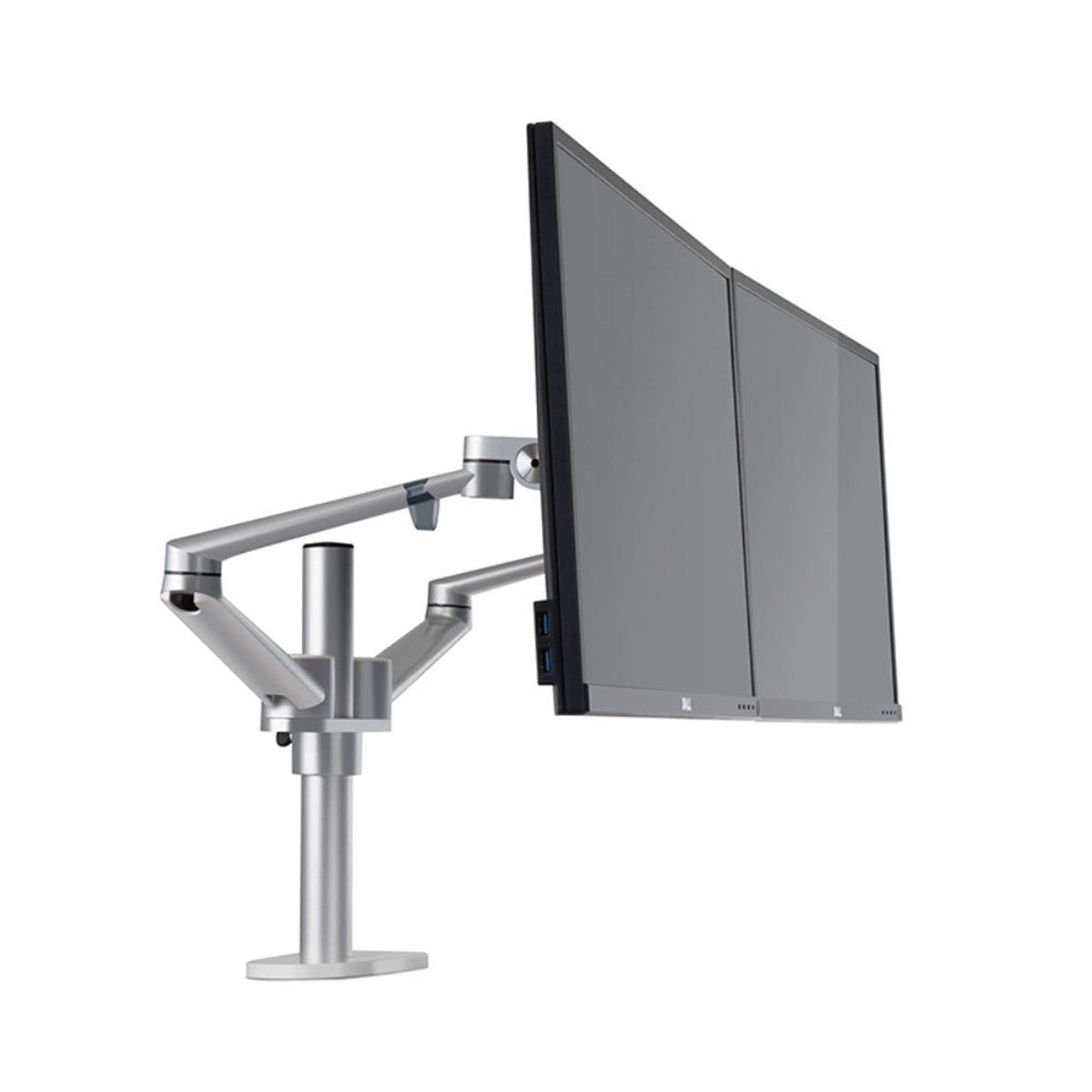 WERGON - Titan - Justerbar Dual Monitor skærm holder/arm - til 2 skærme Max 32" - Sølv