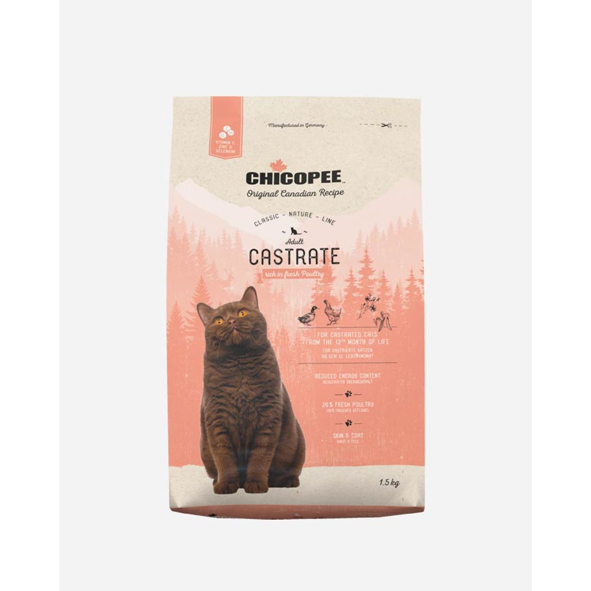 Chicopee Classic Nature Line Cat Castrate - Fjerkræ - 1.5 kg