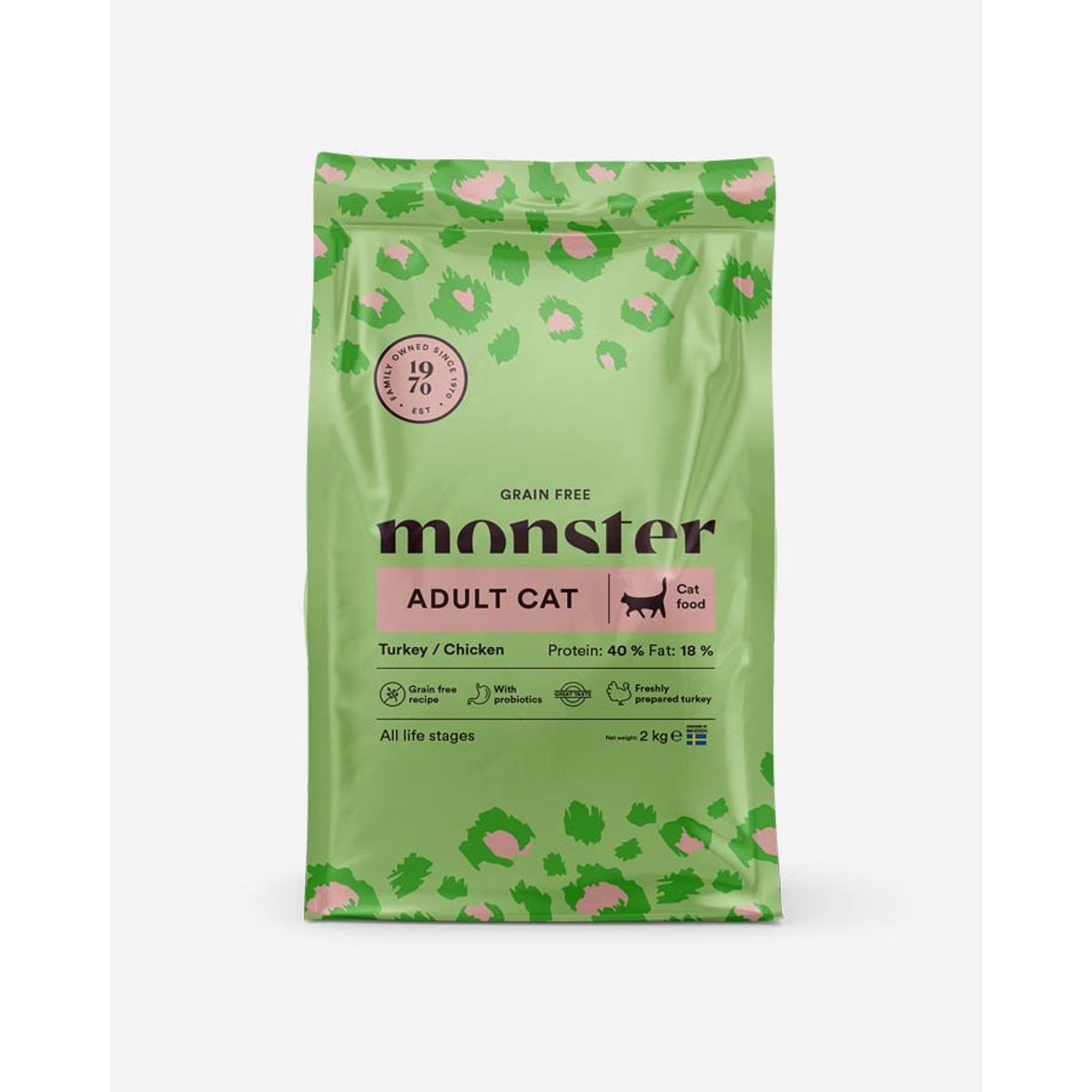 Monster Adult Cat - Kornfrit, Kalkun og Kylling - 2kg