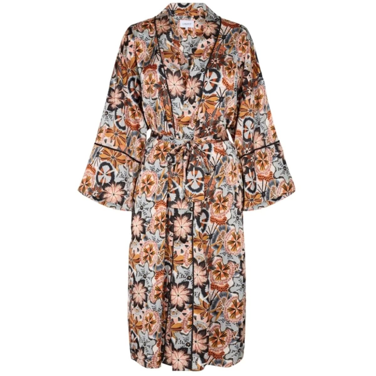 Liberté dame kimono GRAFFI - BLUE BROWN FLOWERS