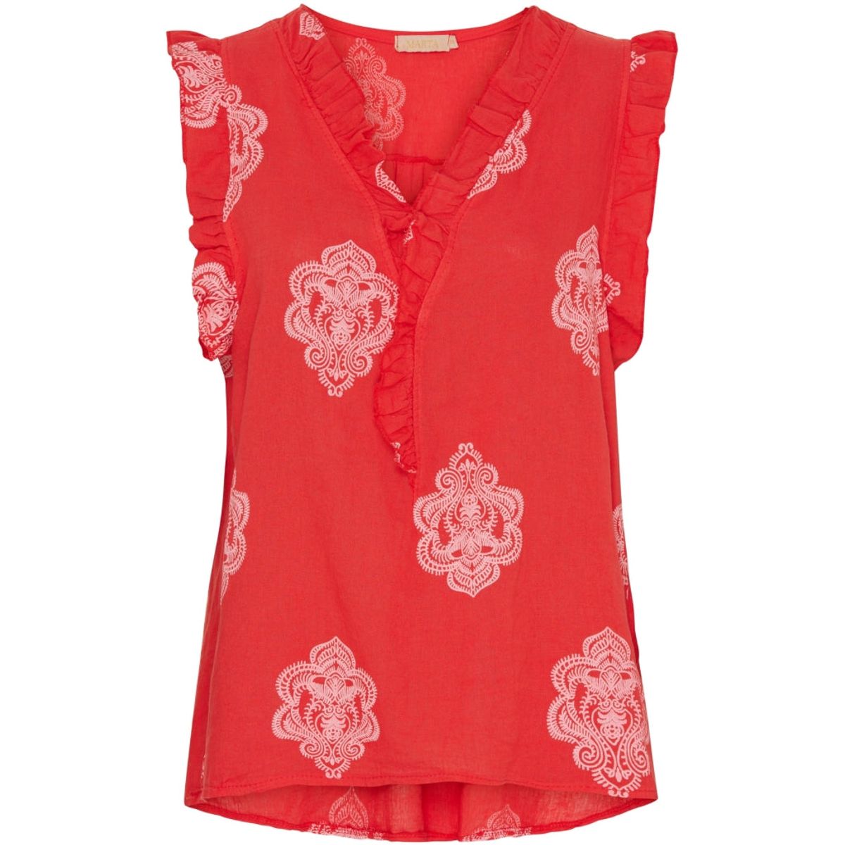 Marta Du Chateau dame top MdcElke - Red/WhitePrint