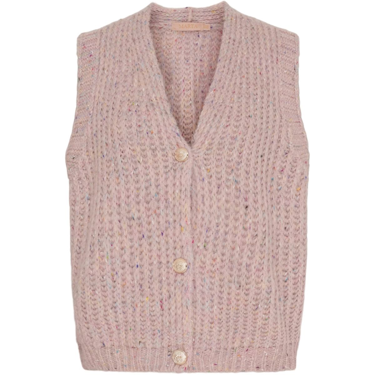 Marta du Chateau dame strik vest MdcOdile A0029 - Old pink