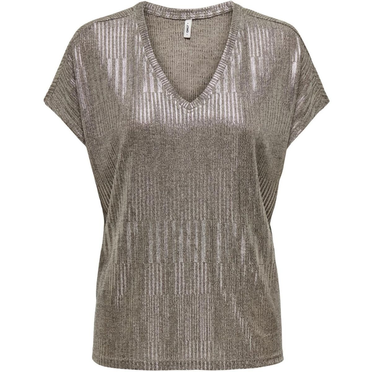 ONLY dame top ONLMIRANDA - Humus Melange + silver metallic