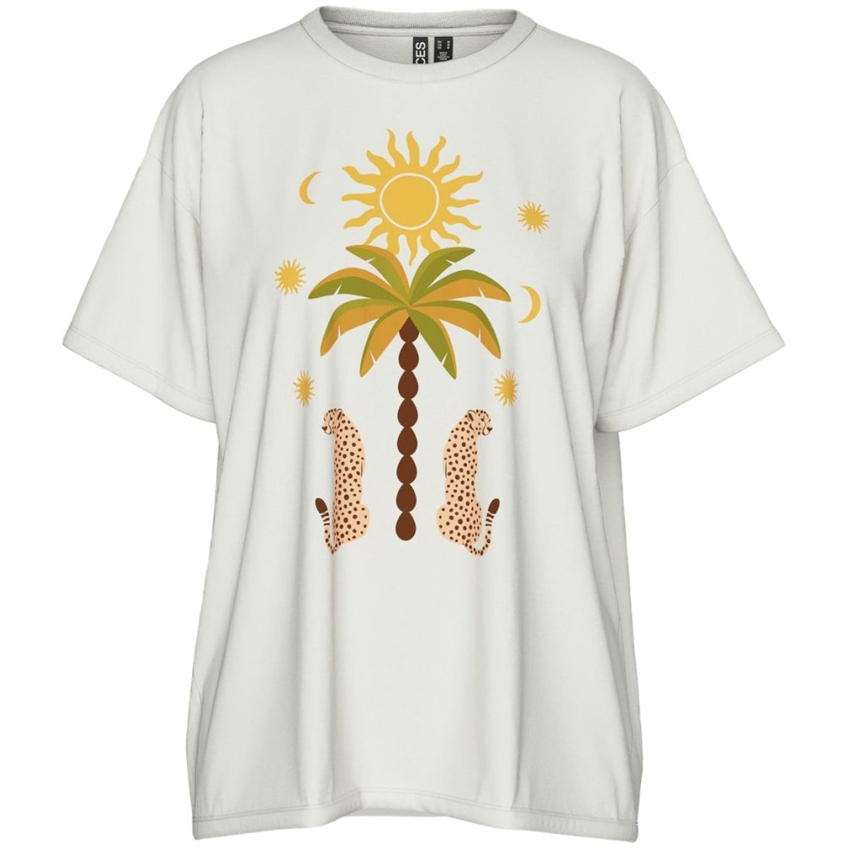 PIECES dame t-shirt PCHANNAH - Cloud Dancer Palm/cheetah